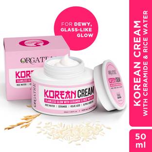 Orgatre Korean Glow Cream Glass Skin Brightening with Ceramide, Kojic Acid & Rice Water