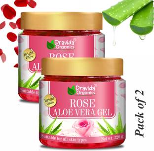 Dravida Organics 100% Pure Rose Aloe Vera Gel for Beautiful Skin & Hair