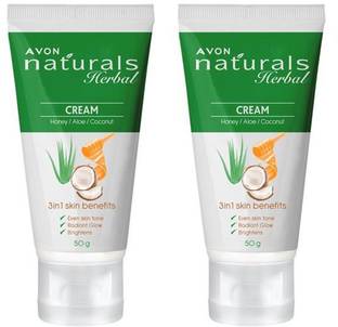 Avon Naturals Herbal Cream,For Radiant Glow,Even Skin Tone & Brightens Pack Of 2 ( 50G Each)