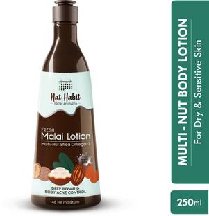 Nat Habit Malai Body Lotion Moisturizer Multi-Nut Shea Omega 3 For Hydration| Body Acne
