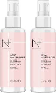 N PLUS Professional AQUA Moisturizer Non-Oily for soft & Hydrating Skin Enriched with Peach Extract, 100gm( Pack of 2)