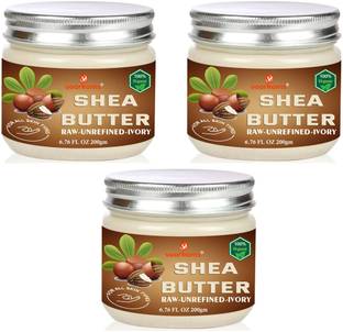 voorkoms Raw Shea Butter Unrefined Organic Ivory SunScreen||Lip Cream 600gm Pack of 3