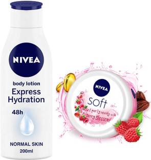 NIVEA Express Hydration 200ml & Berry Cream 100ml Combo