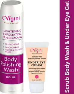 Vigini Skin Lightening Whitening Tan Removal Moisturizer Cream + Coffee Scrub Body Wash