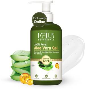 Lotus Botanicals 100% Pure Aloe Vera Gel with Vitamin E | Soothing Gel for Skin and Hair