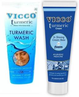 VICCO Turmeric Face Wash (70 g) , Shaving Cream ( 70 g1