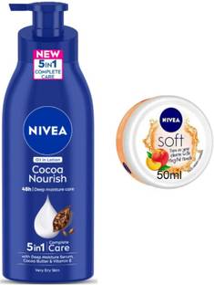 NIVEA Playful Peach 50ml Cream and Cocoa Nourish 400ml Lotion set of 2pc