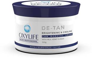 Oxy Life De-Tan Brightening & Cooling Tan Removal Cream 500gm with Milk Honey & Kojic