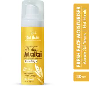 Nat Habit Malai Face Cream For Summer With Fresh Whipped Flax Carrot Vitamins E,C & Omega+