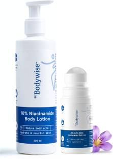 Be Bodywise Underarm Brightening Kit | With 10% Niacinamide Lotion & 4% AHA BHA Roll On