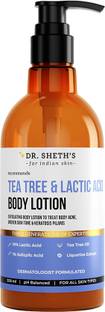 Dr. Sheth's Tea Tree & Lactic Acid Body Lotion | Treats Body Acne, Exfoliating & Non Sticky