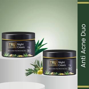TRU HAIR & SKIN Niacinamide Night Cream Pack of 2|Anti-Acne, Spot Care, Hydrating, Brightening