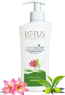 LOTUS HERBALS WhiteGlow Skin Whitening & Brightening Hand & Body Lotion SPF-25 I PA+++