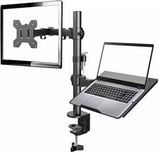 Gadget Wagon 13 - 27" Dual Monitor Arm with Laptop Clamp Desk Mount Monitor Arm
