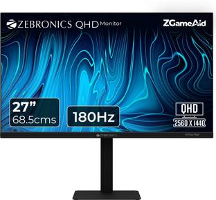 ZEBRONICS 68.58 cm (27 inch) Quad HD LED Backlit IPS Panel Height,Pivot,Tilt,Swivel Adjustable,2kGamin...