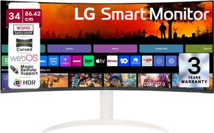 LG Smart 86.36 cm (34 inch) Curved WQHD VA Panel 34 (86.36 cm) 21:9 Curved WQHD (3440x1440) display, w...