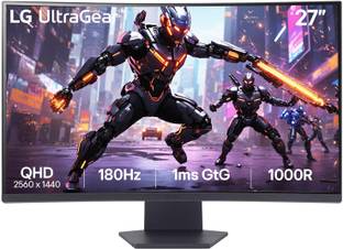 LG ULTRAGEAR 1000R 68.58 cm (27 inch) Curved Quad HD LED Backlit VA Panel Gaming Monitor (27GS60QC-(25...