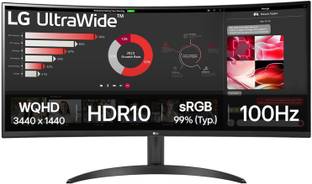 LG UltraWide 86.36 cm (34 inch) Curved WQHD VA Panel with sRGB 99%(Typ), HDR10, Dual Controller, Picture-By-Picture Feature, Flicker Safe, Smart Energy Saving, HDMI, DisplayPort, Headphone Out,Tilt Adjustable Monitor (34WR50QK-BL.ATRDMKN)