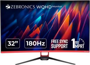 ZEBRONICS 80.01 cm (32 inch) Curved WQHD VA Panel with HDR10, 1800R Curvature, 280 Nits Brightness, HD...