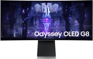 SAMSUNG Odyssey G9 86.36 cm (34 inch) Curved UWQHD OLED Panel with HDR10+, Gaming, Speaker, IoT Hub, Voice Assistants, Height Adjustable Stand, Neo Quantum Processor, OLED Safeguard, Smart Gaming Monitor (LS34BG850SWXXL)
