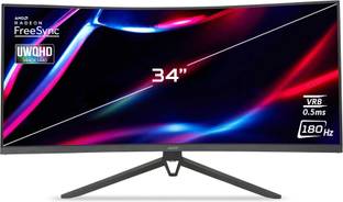 Acer Nitro ED3 86.36 cm (34 inch) Curved UWQHD LED Backlit VA Panel with HDR10 Support, AdobeRGB 90%, RGB Lighting, VisionCare 2.0, 2X3W Inbuilt Speakers, 1000R Curvature Tilt-able Stand Gaming Monitor (ED343CUR)