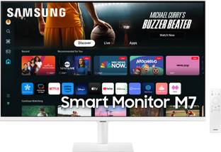Samsung M7 81.28 cm (32 inch) 4K Ultra HD VA Panel with Mouse & Keyboard Control, OTT Apps, IoT Hub, Office 365, Workout Tracker, Multiple Ports, Speakers, Remote, Bluetooth Smart Monitor (LS32DM701UWXXL)