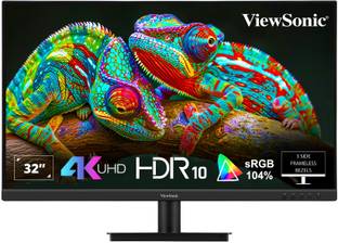 ViewSonic 81.28 cm (32 inch) 4K Ultra HD LED Backlit VA Panel with HDR10, sRGB 104%, HDMI & DisplayPor...