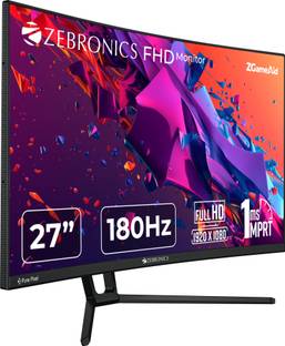 ZEBRONICS 68.58 cm (27 inch) Curved Full HD VA Panel with 1500R Curvature, 300 Nits Brightness, HDR10,...