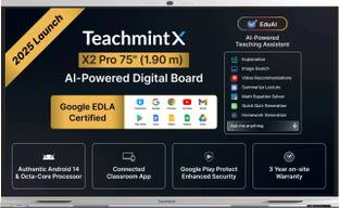 Teachmint X - Premium Digital Board for Teaching 75 Inch (1.9m) | EDLA | X2 Pro Interactive Whiteboard Android 14 | 8GB, 128 GB| Inbuilt camera & mic, Octa-Core | Schools, Colleges & Coaching 190.5 cm (75 inch) 4K Ultra HD LED Backlit IPS Panel Monitor (X2 Pro 75 Inch (1.9m))