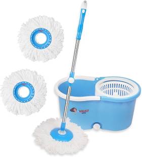 VAULT BHARAT Premium Basket 360° Self Spin with Rotating Head with extra refill | V55+2 Mop Set