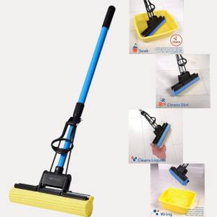 ONIQUID Self-Wringing PVA Mop with Adjustable Handle for Easy Floor Cleaning Sponge Mop