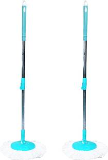 Pranay's Kleanup Super 2 Spin Mop-Mop Stick|Wet & Dry Cleaning Mop|Mops Pocha 2 Microfiber Refill Mop Set