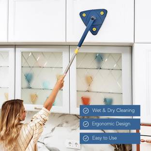 RBGIIT Push-Pull Squeezing Cleaning Mop Dry & Wet Mop for Floor Windows Ceiling Wall Mop Set