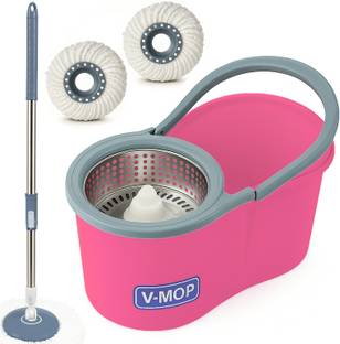 V-MOP Premium Quality Bucket Spin Mop - Dry & Wet Magic Cleaning Floor Mop -55 Mop Set