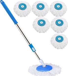 THUNDER FIT START FRESH Stainless Steel Mop Stick Rod with 6 Microfiber Head String Mop