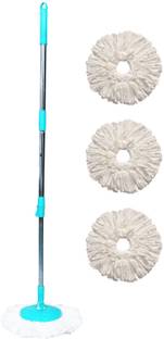 Pranay's Kleanup Alpha Spin Mop-Mop Stick|Wet & Dry Cleaning Mop|Mops Pocha 3 Microfiber Refill Mop, Mop Refill, Mop Set
