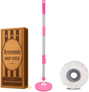 arovemic Spin Mop Stick with Telescopic Handle | Use with Any Refill String Mop