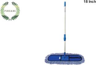 pure and me Dry Mop (18inch) For Cleaning And dusting long handle(Full Set) Wet & Dry Mop