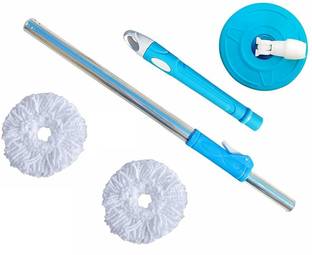 CLEANADO S sMop Rod with 2 Refill Stainless Steel Clip Lock 360 Degree Rotating Pole Mop Set