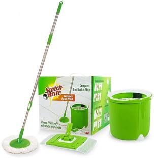 Scotch-Brite Jumper Spin Mop with Round and Flat Refill Heads Mop Set