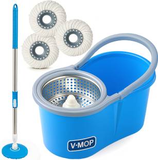 V-MOP Premium Steel Spin Floor Cleaning Mop Set - ST03 - Wet & Dry Mop