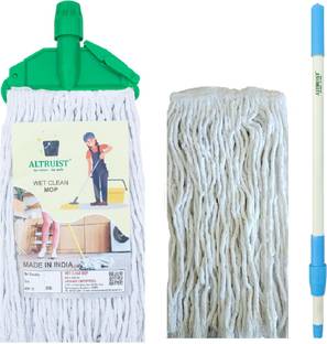 Altruist Clip N Fit Cotton Floor Mop with 4 Feet Telescopic Rod and Extra Wet Mop Refill Mop Head and Rod
