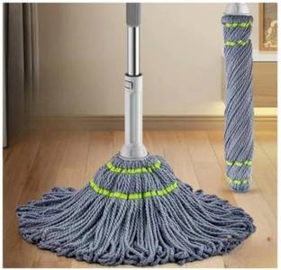 OUTLOOK CREATIVE 2 in 1 Dehydrated Self Wringing Squeeze Twist Mop 360° Spin Round Cleaning Mop Flat Mop