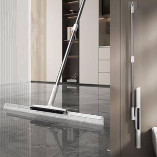 MAAUVTOR 2 in 1 Bathroom Floor Cleaner Brush Wiper Magic Broom Scraper Scrubbing Squeegee Microfibre Wet and Dry Brush