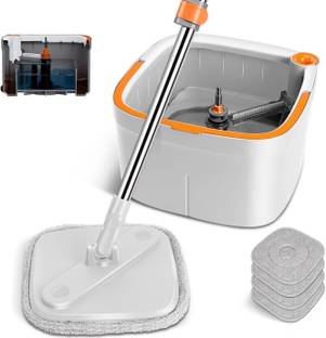 Zureni Wet and Dry Bucket Mop Set 360° Rotating Round Mop-Head with Extendable Handle Mop Set