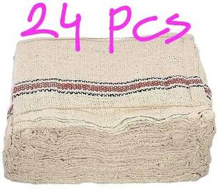 steelo bright Cotton Floor Cleaning Cloth/Floor Duster/Pocha,300 GSM(Off White, Large) (12Pc) Wet & Dry Mop