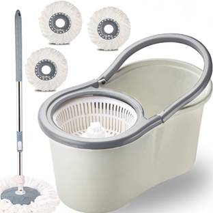 V-MOP Premium Smart 360° Spin Mop Bucket Set with 3 Super Microfiber Refill Wet & Dry Mop
