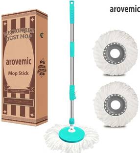 arovemic Spin Mop Spares Set with 2 Microfibers Refill String Mop