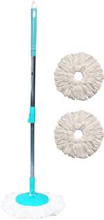 Pranay's Kleanup Super Spin Mop-Mop Stick|Wet & Dry Cleaning Mop|Mops Pocha 2 Microfiber Refill Mop Set