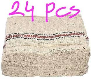 steelo bright Cotton Floor Cleaning Cloth/Floor Duster/Pocha,300 GSM(Off White, Large) (12Pc) Wet & Dry Mop
